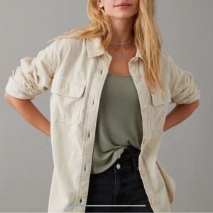 American Eagle Outfitters Cream Button Down Shirt